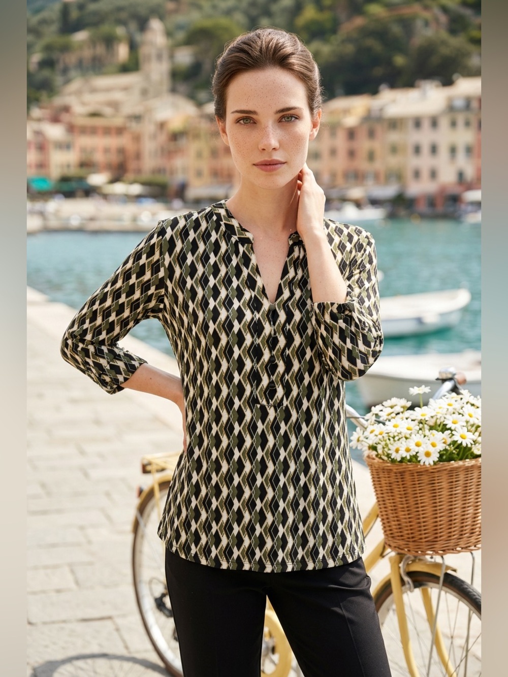 Dalia Geometric Patterned Blouse - Size Small
